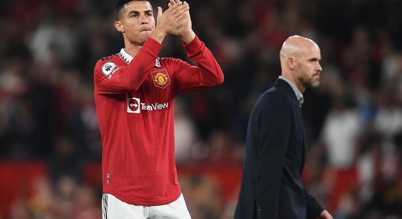 Cristiano Ronaldo and Manchester United manager Erik Ten Hag