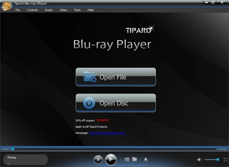 Główne okno odtwarzacza płyt Blu-ray - Tipard Blu-ray Player