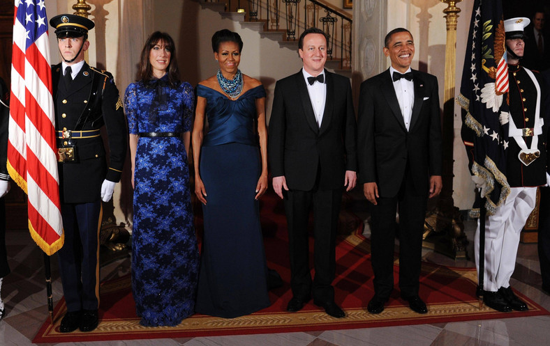 Obamowie i Cameronowie na uroczystej kolacji w Białym Domu. Waszyngton, 14 marca 2012 r.