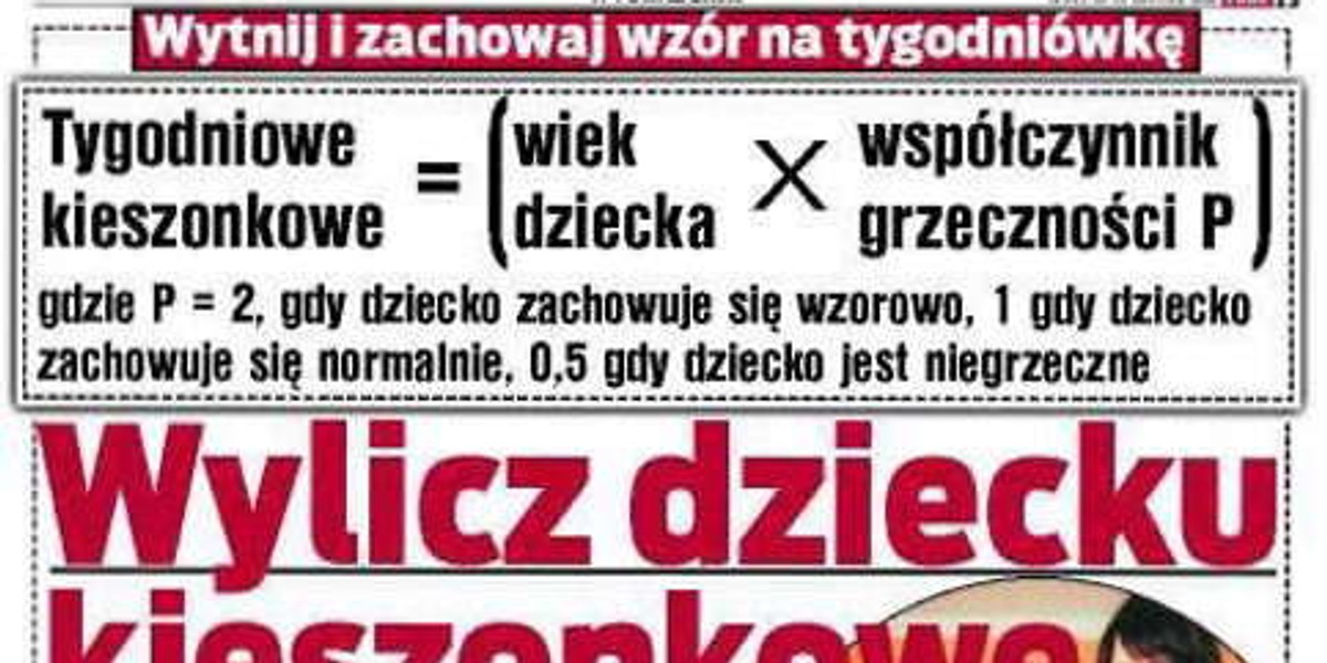 Wylicz dziecku kieszonkowe