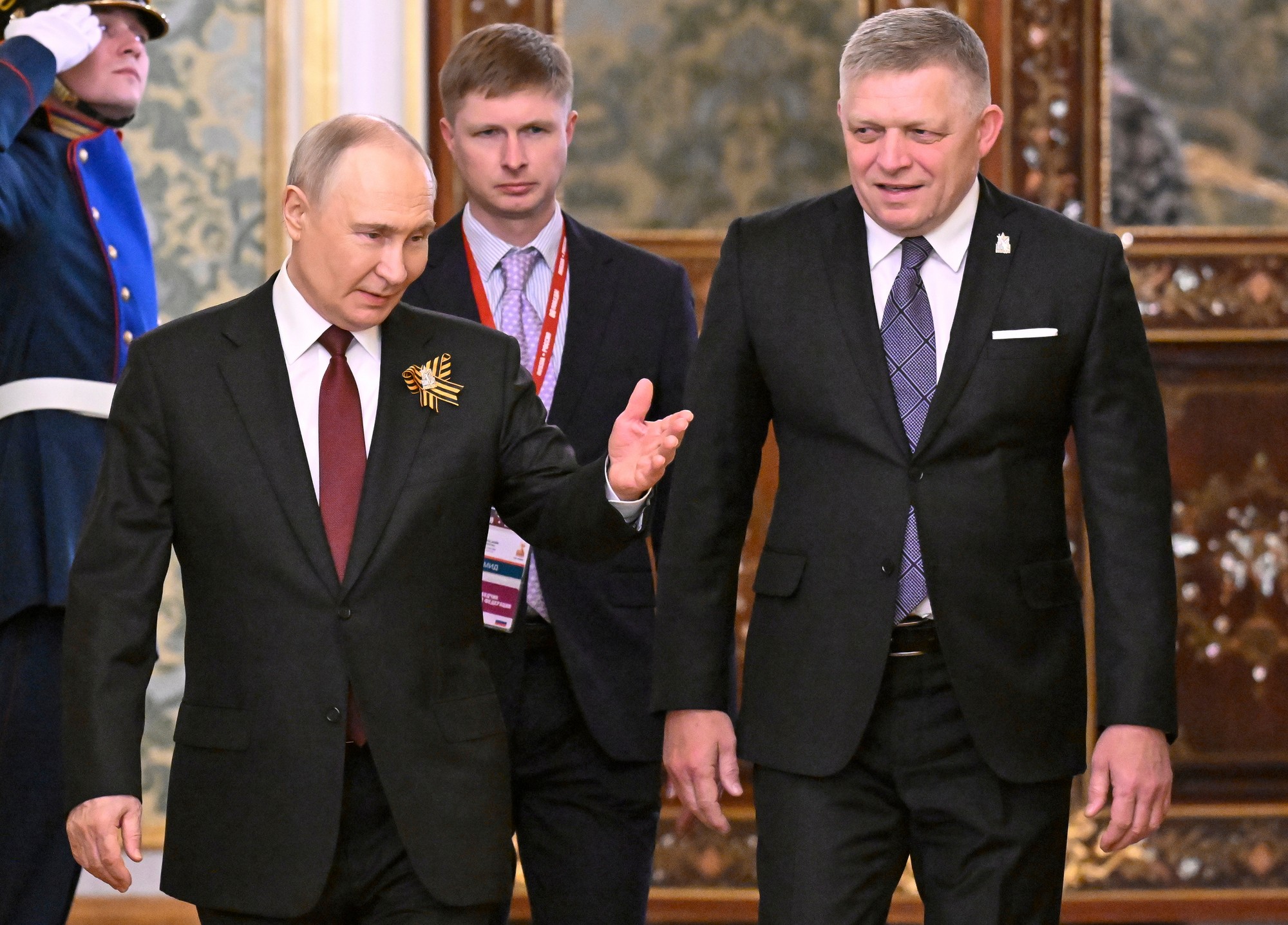 Ruský prezident Vladimir Putin a slovenský premiér Robert Fico v Moskve.