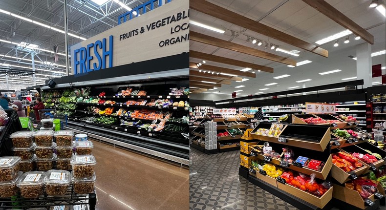 Fresh produce sections at Walmart (left) and Target (right).Dominick Reuter/Business Insider