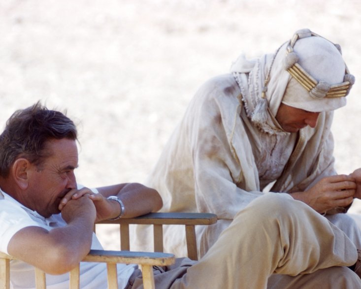 David Lean i Peter O'Toole na planie filmu "Lawrence z Arabii"