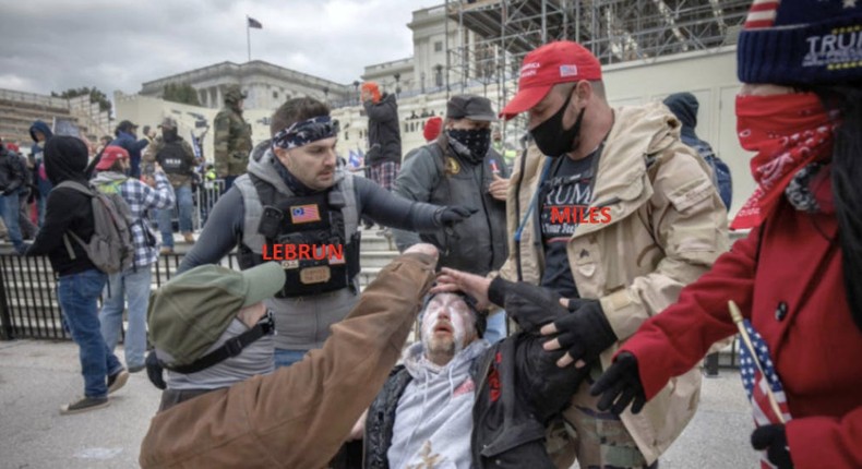 Steven Miles and Matthew LeBrun are pictured outside the Capitol on January 6, 2021.