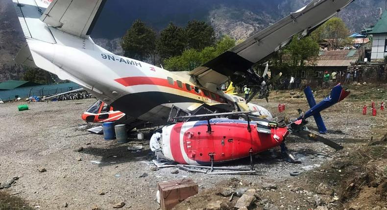 A Summit Air aircraft crashed into two helicopters while attempting take-off at Lukla airport in Nepal