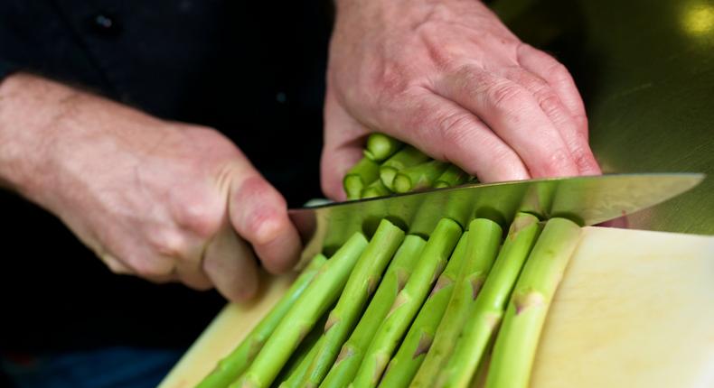 cutting asparagus knife