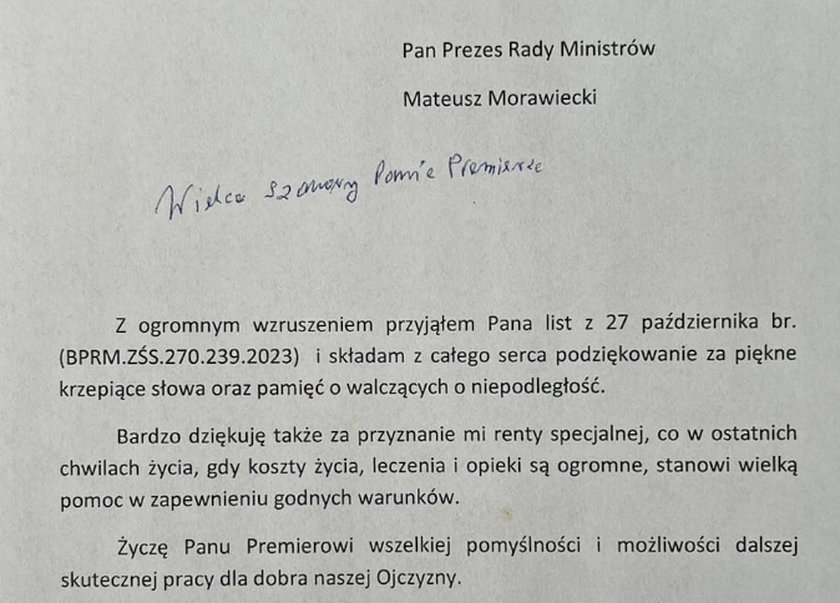 List do byłego premiera Mateusza Morawieckiego