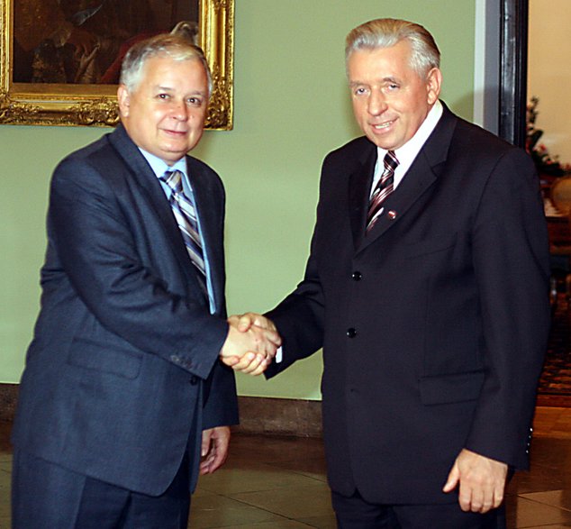 Lech Kaczyński i Andrzej Lepper, 9 października 2006 r.