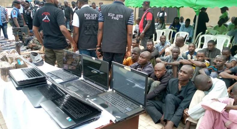 Police parade suspects for different crimes before newsmen in Abuja. [Punch]