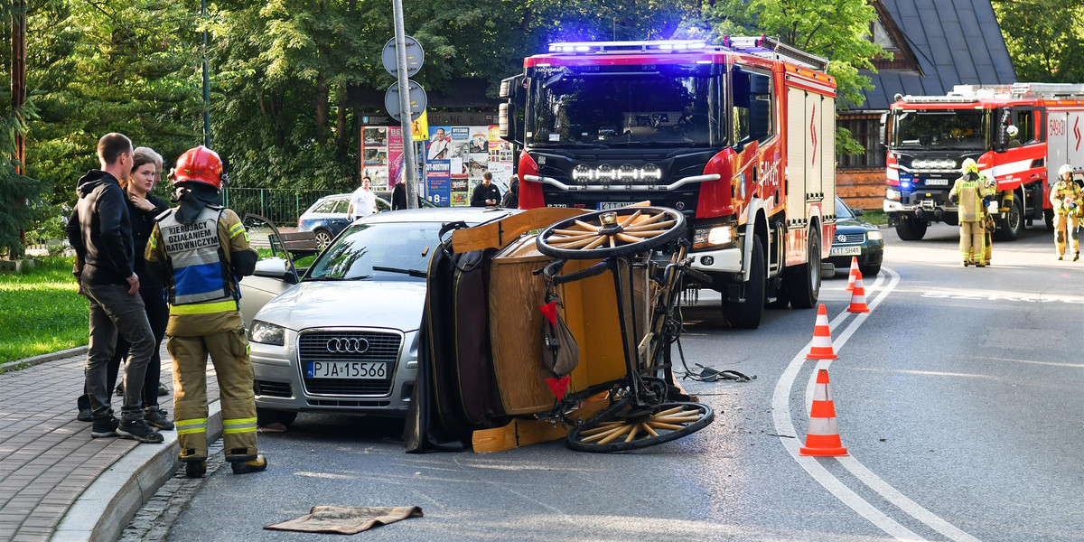 Wypadek dorożki konnej w Zakopanem.