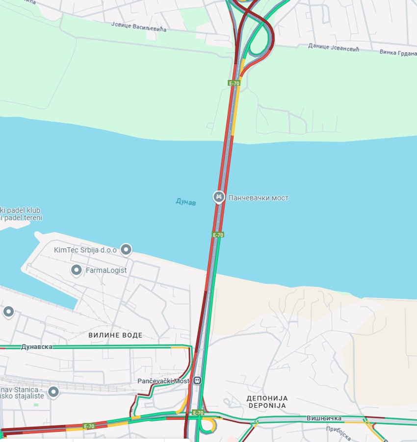 Gužva na Pančevačkom mostu