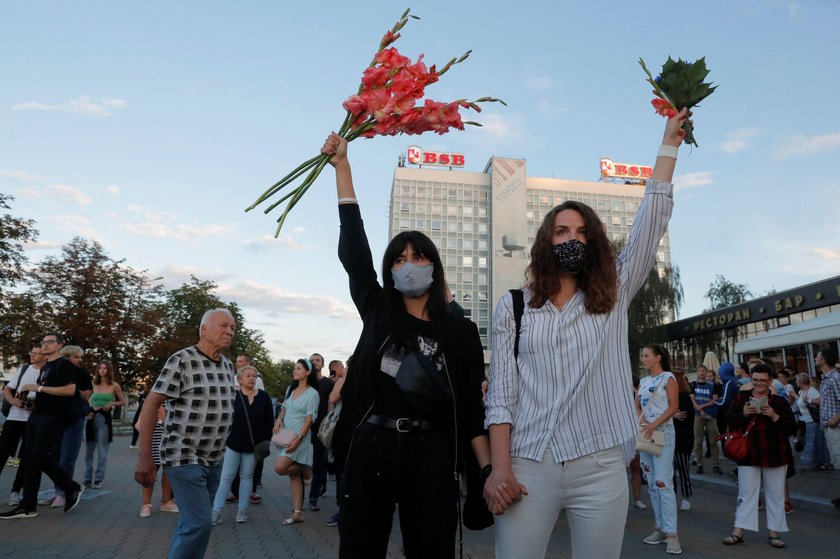 Belarusian opposition supporters protest against presidential election results in Minsk