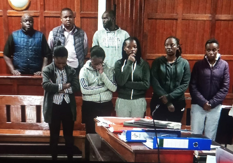 Caroline Muthoni and her 7 friends arraigned in court over Sh4.4 million unpaid bill at Clarence House Hotel in Westlands, Nairobi 