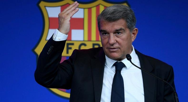 Laporta was giving his first press conference as Barca president