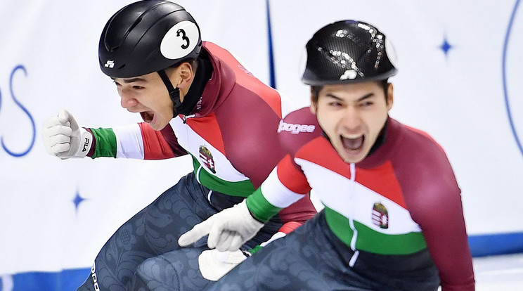 Az 500 méteren világbajnok Liu Shaolin (balra) és az 1000 m-en vb-ezüstérmes Liu Shaoang
álma, hogy olimpiai bajnok legyen /Fotó: MTI