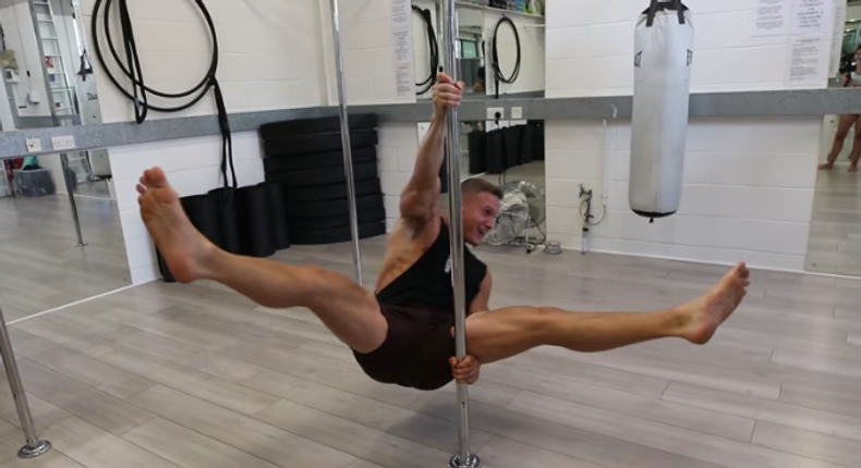 Bodybuilder Tries Pole Dancing for the First Time