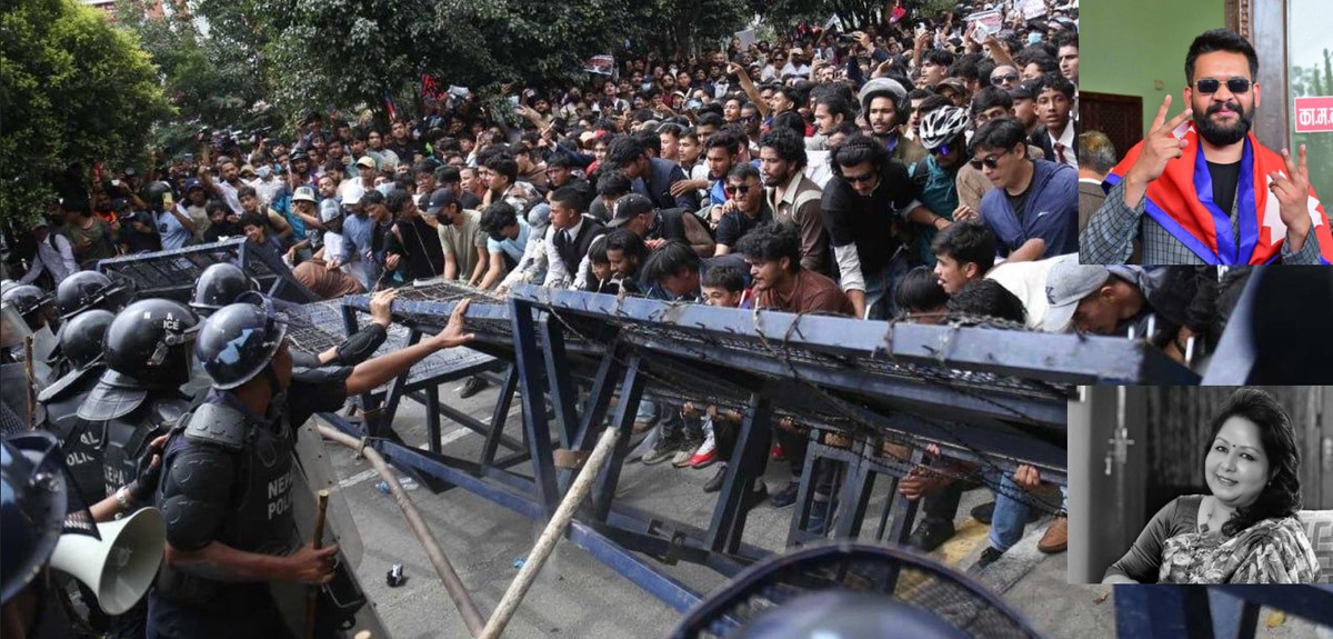 Krwawa rewolucja w Nepalu. Protestujący kontra policja. Na zdjęciach burmistrz Katmandu popierany przez protestujących i minister spraw zagranicznych zabita przez protestujących.