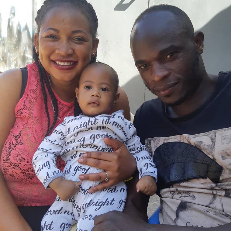 Dennis Oliech and his Baby Mama and son 