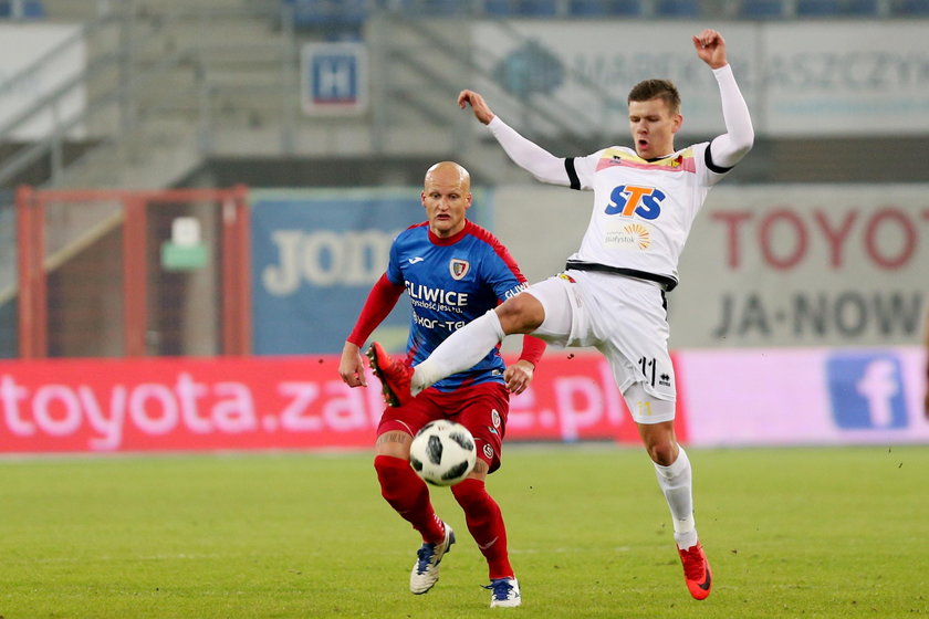 Pilka nozna. Ekstraklasa. Piast Gliwice - Jagiellonia Bialystok. 12.02.2018