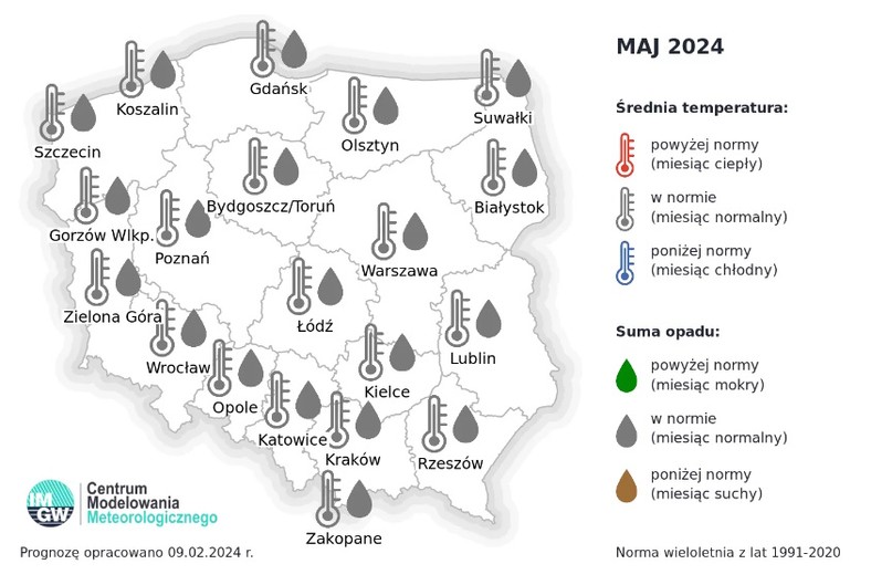 Pogoda długoterminowa na maj 2024 r.