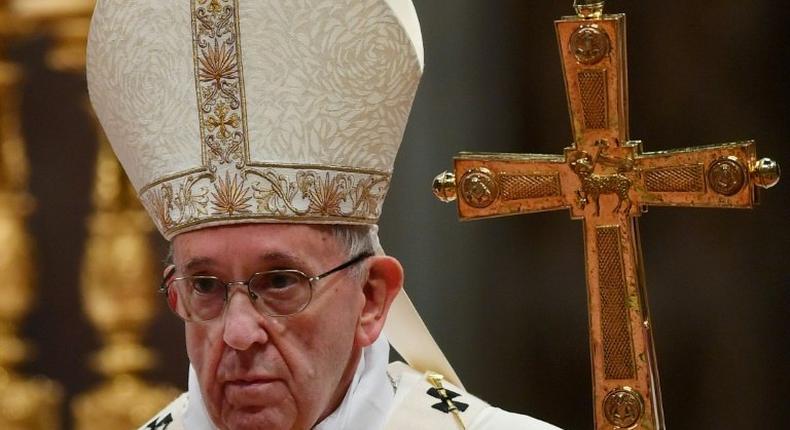 Pope Francis leads a mass on February 2, 2017 at St Peter's basilica in the Vatican