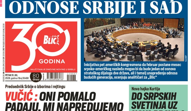 Blic naslovna strana za 31.7.