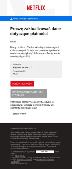 Wyłudzanie danych o karcie kredytowej Netflix