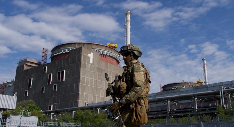 A Russian serviceman at the Zaporizhzhia plant in May 2022.ANDREY BORODULIN/AFP via Getty Images