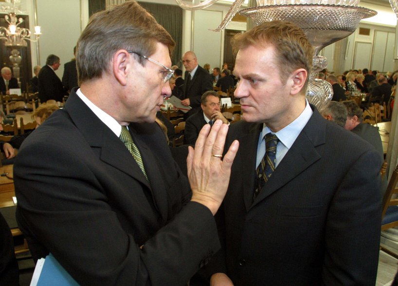 Leszek Balcerowicz i Donald Tusk w 2004 r.