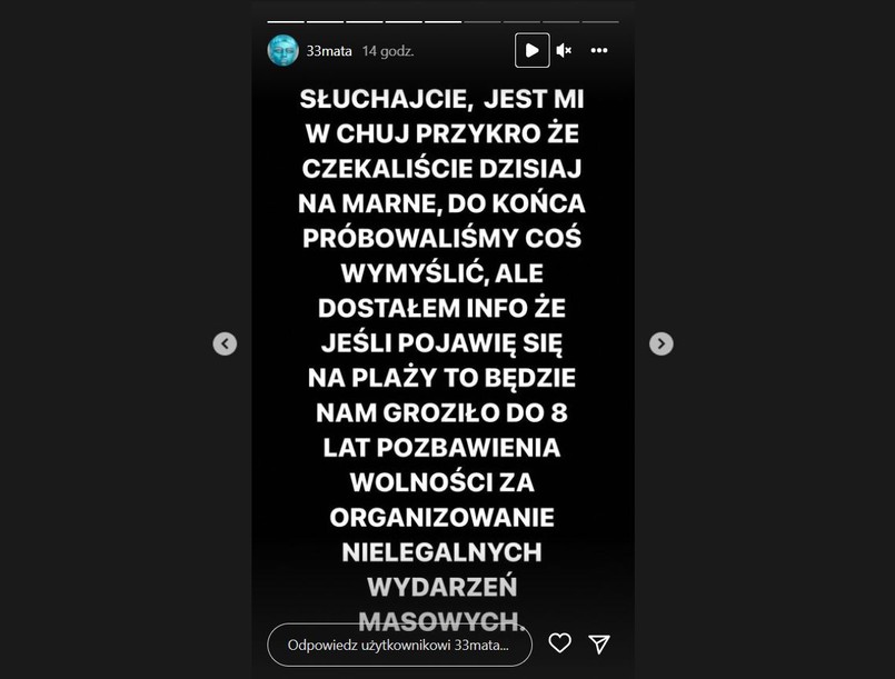 Przeprosiny Maty na Instagramie