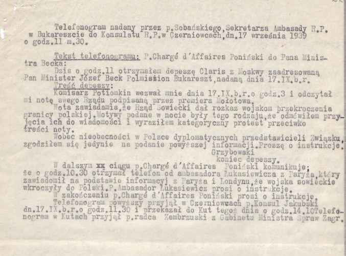 Telefonogram z polskiej ambasady