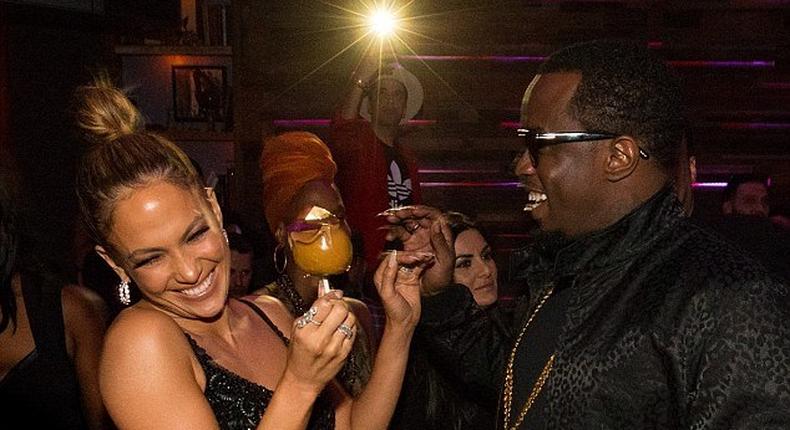 Jennifer Lopez and P Diddy party after AMA 2015