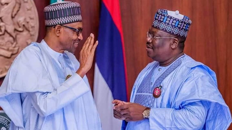 President Muhammadu Buhari and President of the Senate, Dr. Ahmad Lawan. [Twitter/@SPNigeria]