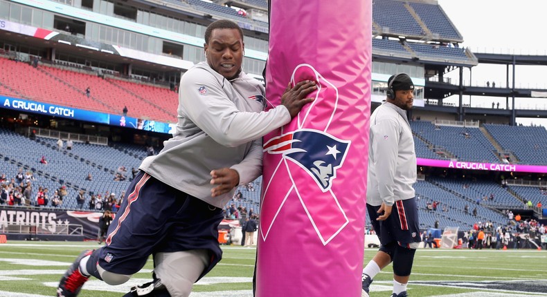 Former NFL Player Dominique Easley is seen here practicing for the New England Patriots.
