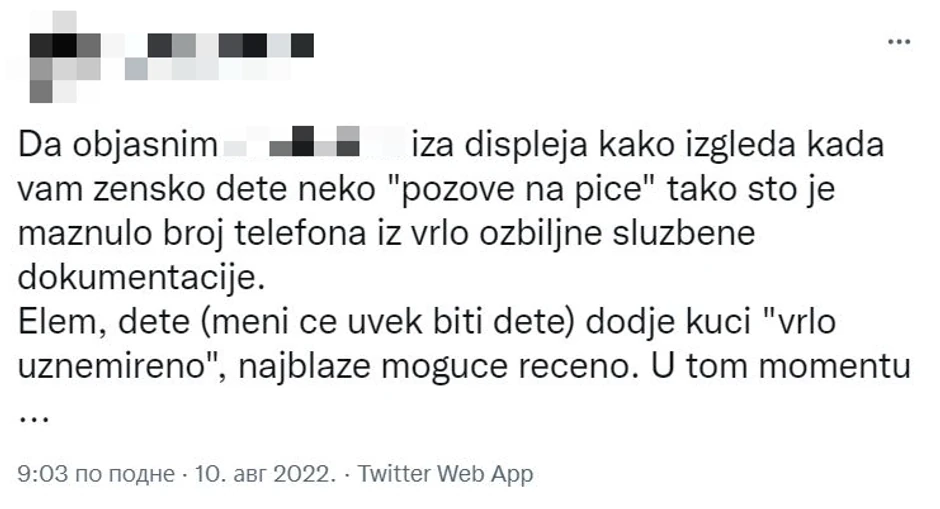 Tviter, poruka oca, broj telefona