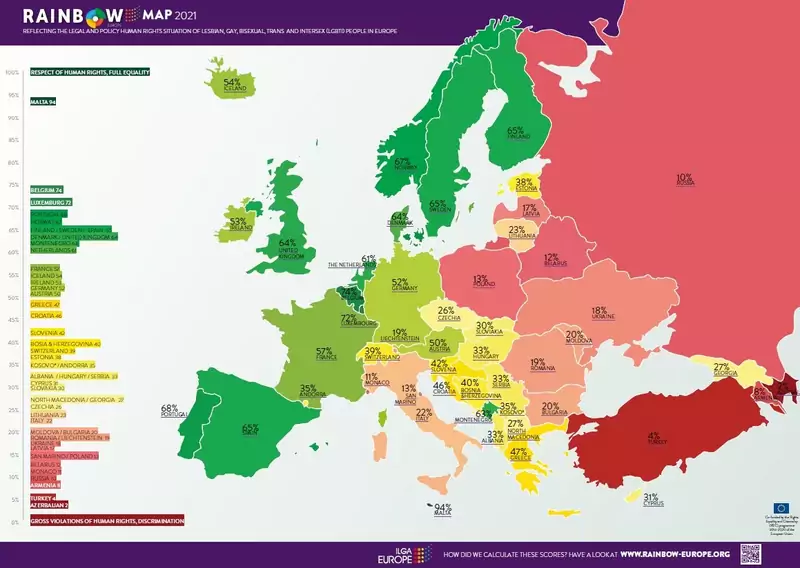 ILGA-Europe 2021 wyniki rankingu i mapa homo- i transfobii w Europie