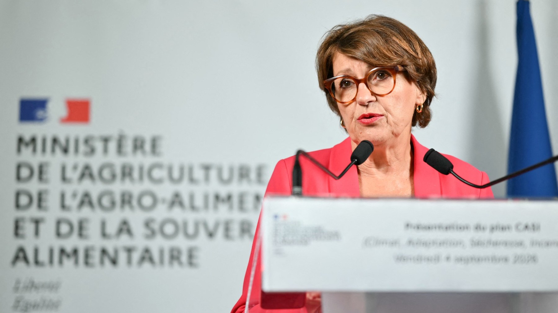 Francúzska ministerka poľnohospodárstva a potravinovej suverenity Annie Genevard. 