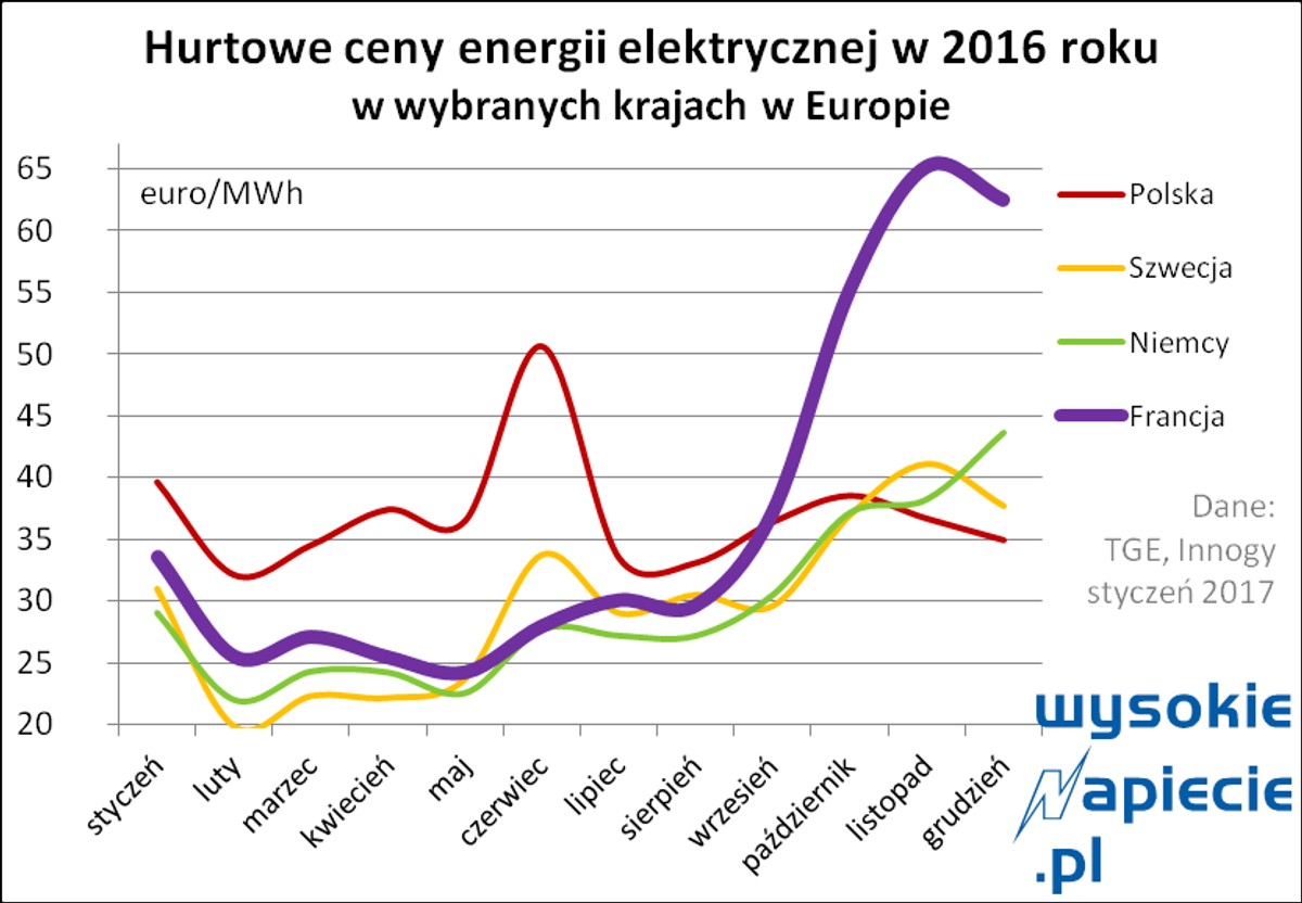 Rynek ceny energii francja 2016 r.