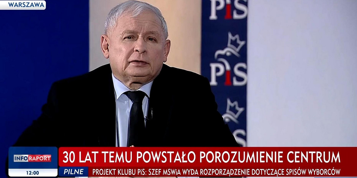 Kaczyński "odpłynął" w TVP Info. 