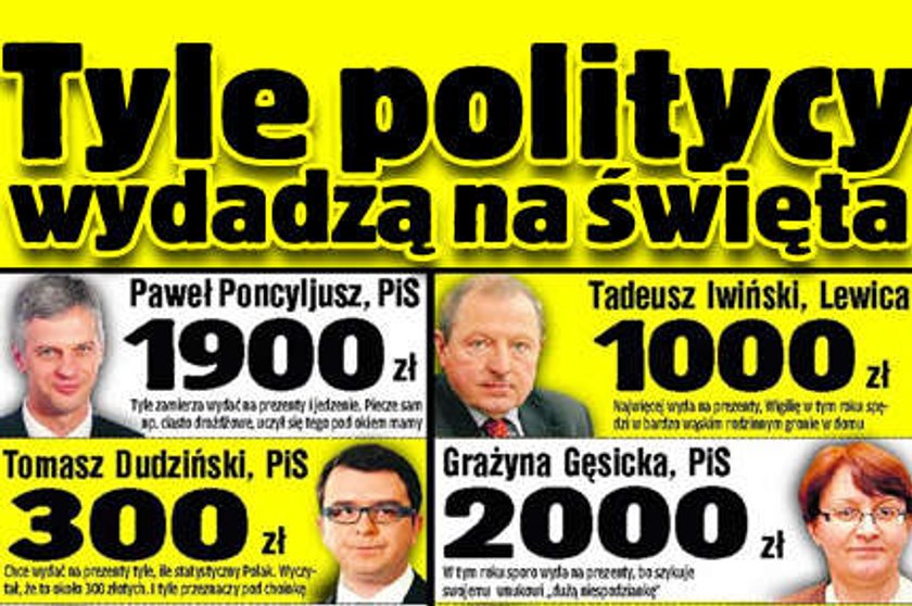 Sprawdź, ile politycy wydadzą na święta!