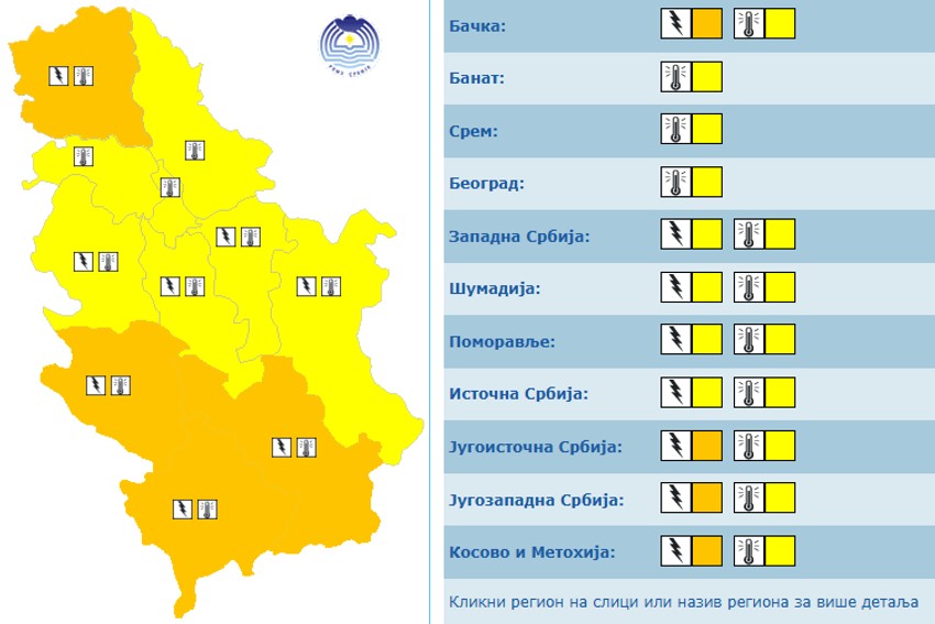Meteoalarm za sredu, 10. jun