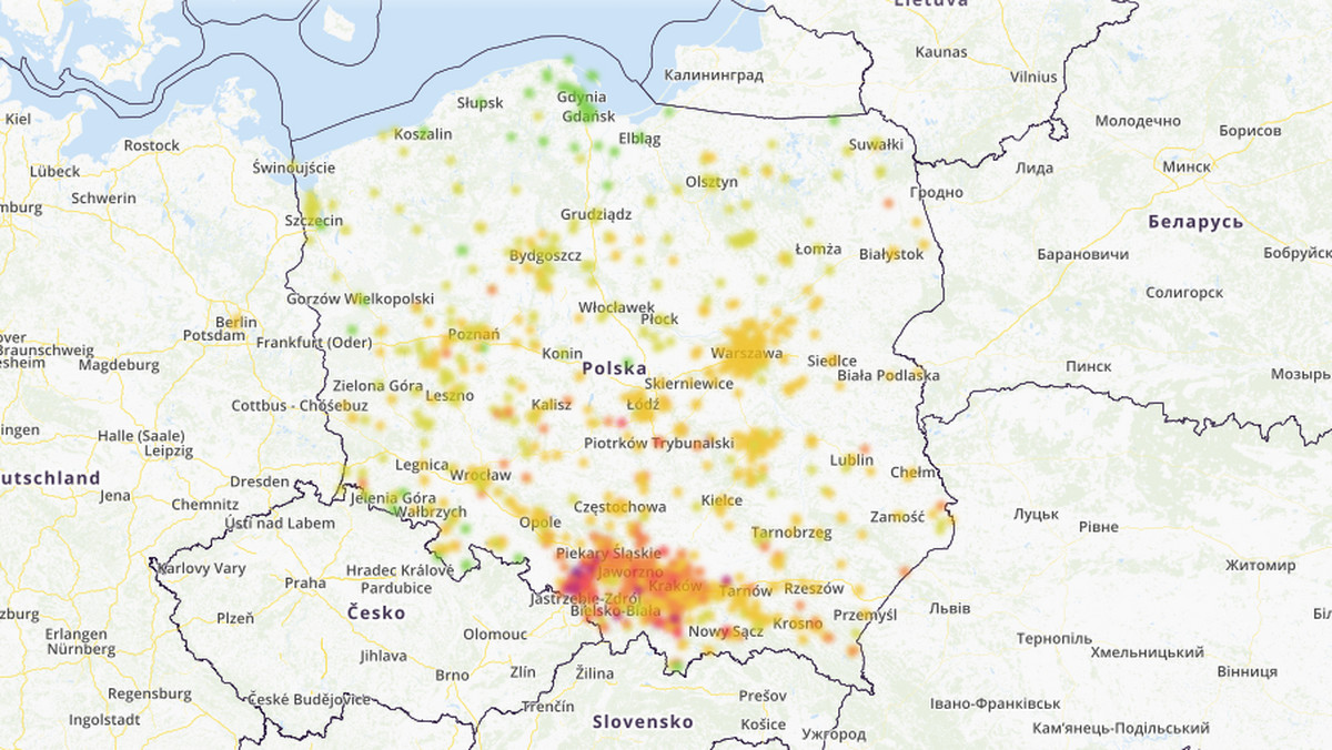 Smog w mieście Łódź - środa 6 lutego