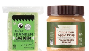 This month, Aldi is carrying seasonal items like Halloween-themed cheeses and fall-inspired peanut butter.Aldi