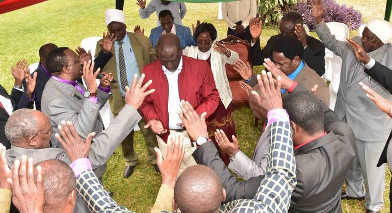 Religious leaders praying for DP Ruto at his Sugoi home on Friday (Twitter)