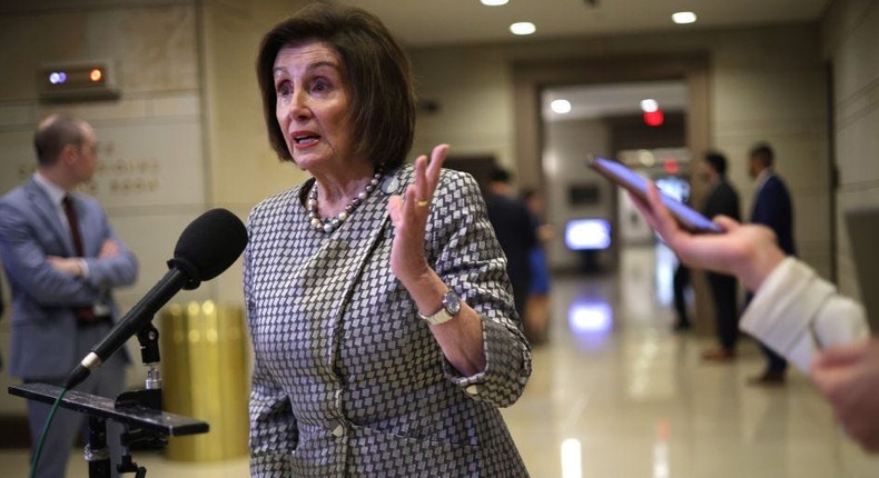 Former Speaker of the House Rep. Nancy Pelosi speaks to members of the press after a members-only classified briefing.Alex Wong/Getty Images