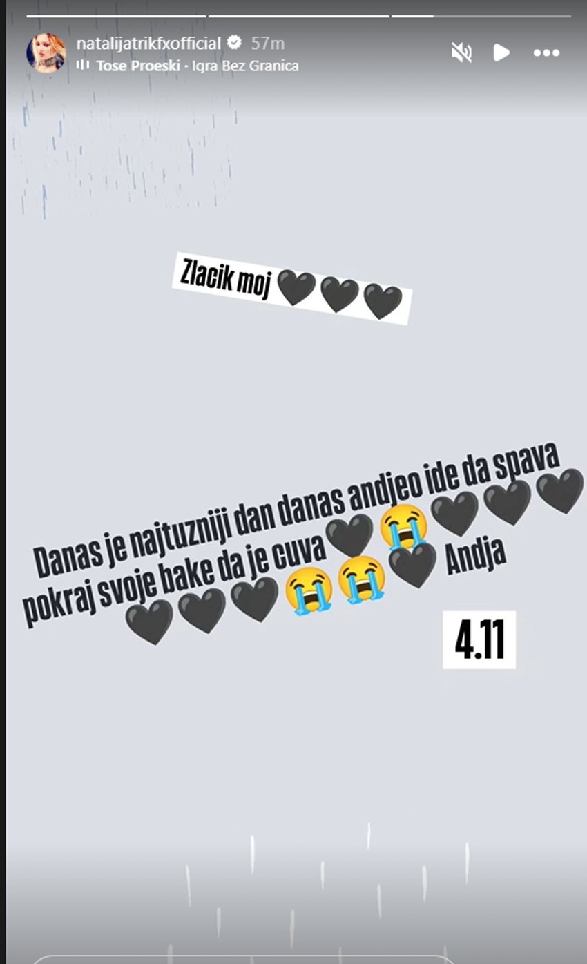 Natalijina objava na društvenim mrežama