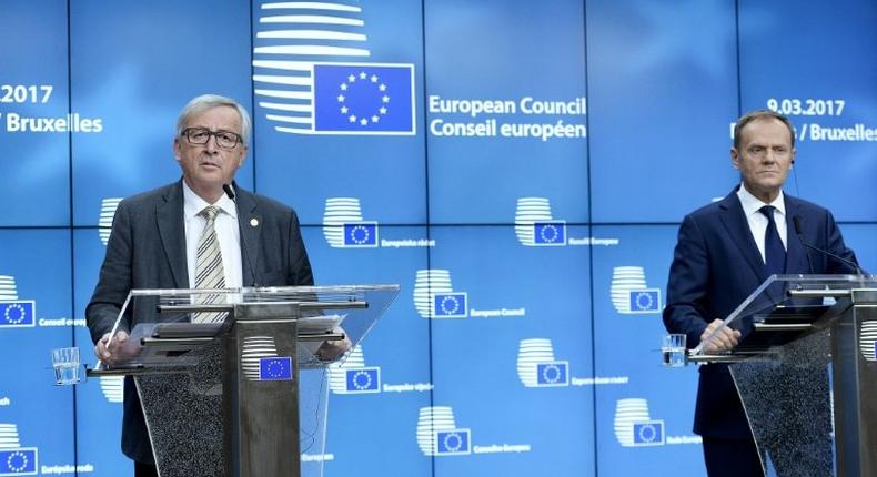 European Commission chief Jean-Claude Juncker (L) said he was scandalised by the Turkish government's Nazi comments while Donald Tusk said they were detached from reality