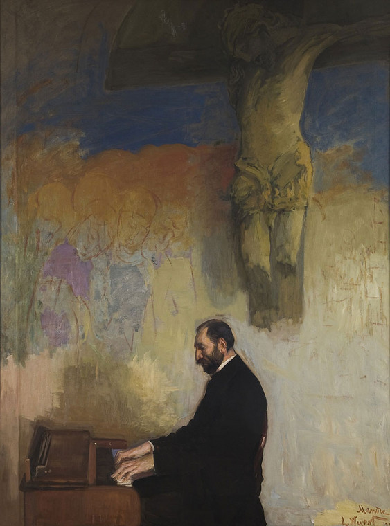 Leon Wyczółkowski, "Portret Feliksa Jasieńskiego przy organach" (1902)