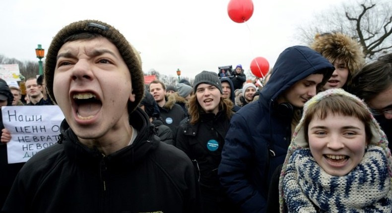 The weekend protests in Russia drew unprecedented numbers of students and others born after President Vladimir Putin came to power in 2000