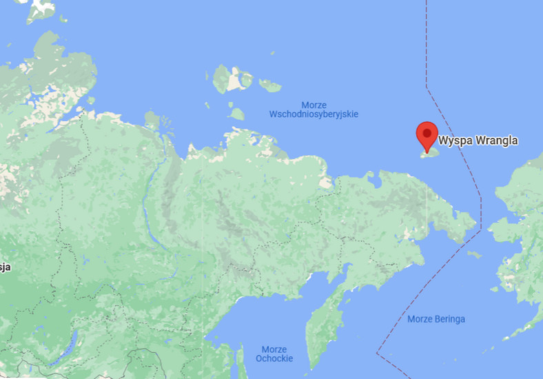 Wyspa Wrangla na północno-wschodnich krańcach Rosji na Oceanie Arktycznym, między Morzem Wschodniosyberyjskim a Morzem Czukockim